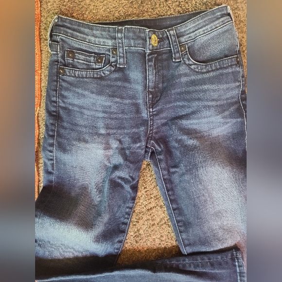 True Religion unisex Slim/skinny straight leg jeans sz12 dark blue - Picture 2 of 7